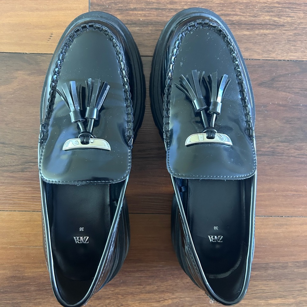 Zara Black Tassel Mules